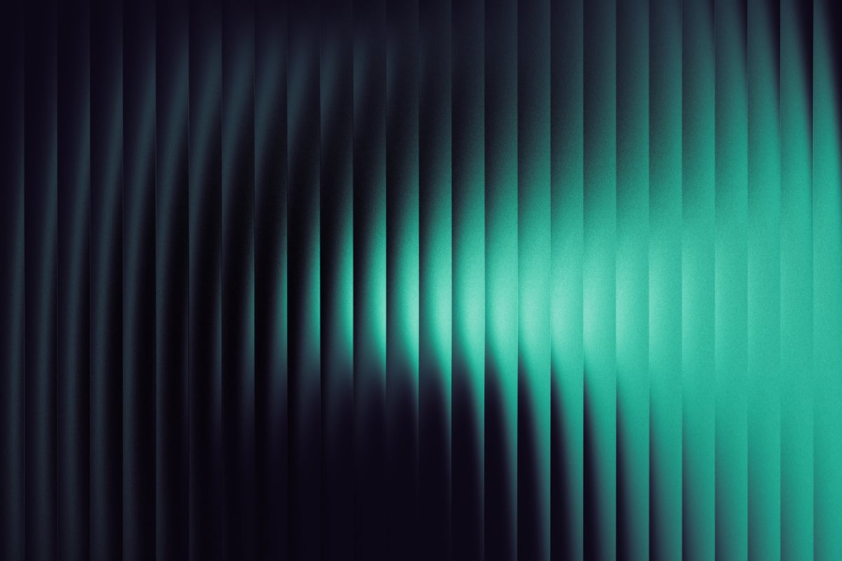Minimalist 3D abstract tech graphic with green neon effects